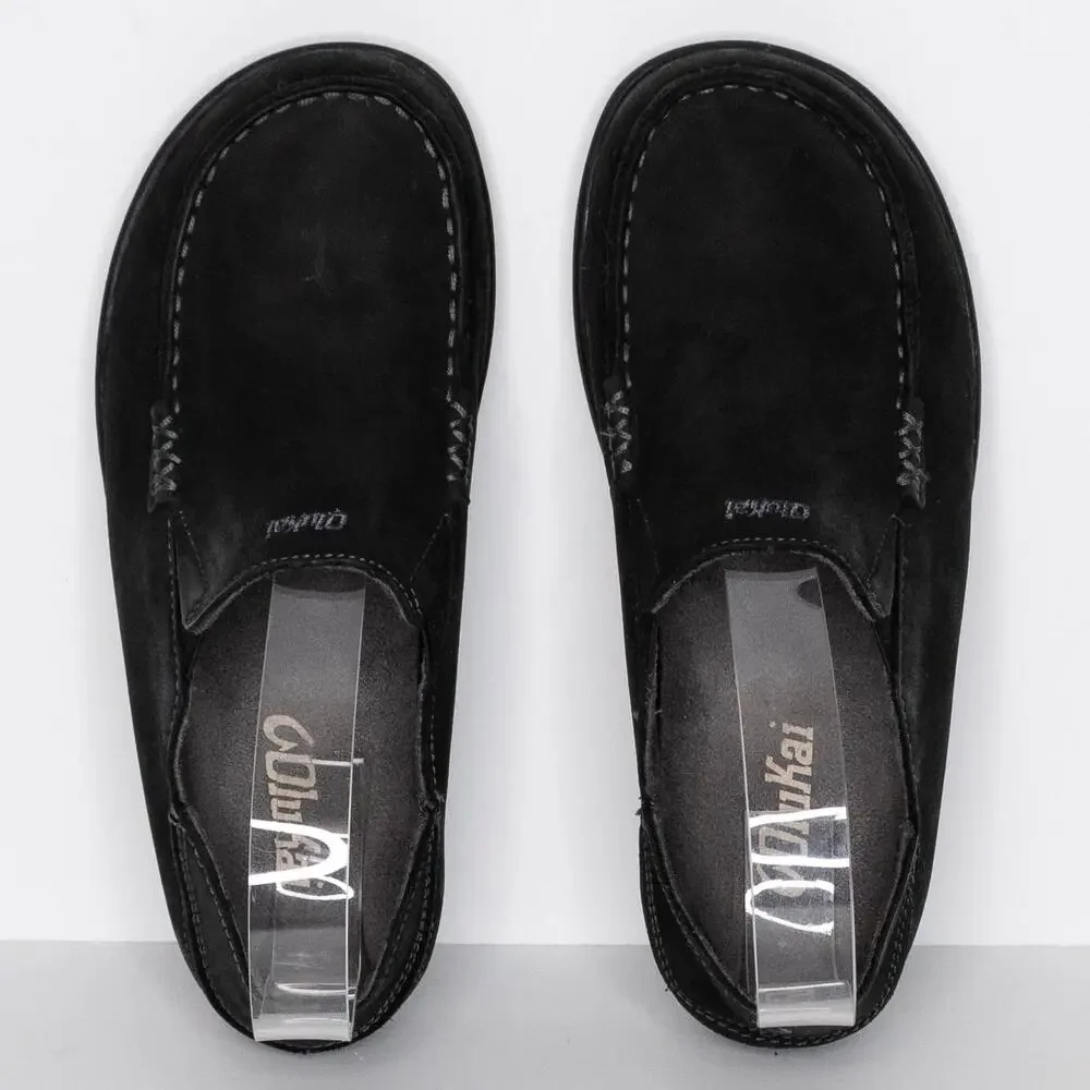 Olukai Boys Moloa Loafer Shoes Slip On Comfort Leather Youth Black Size 1 | AR - Picture 5 of 6